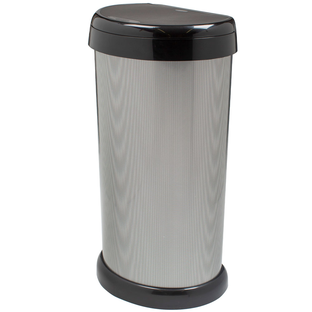 42L Moda Touch Top Bin Silver & Black Carbon Metal Effect Bins UK