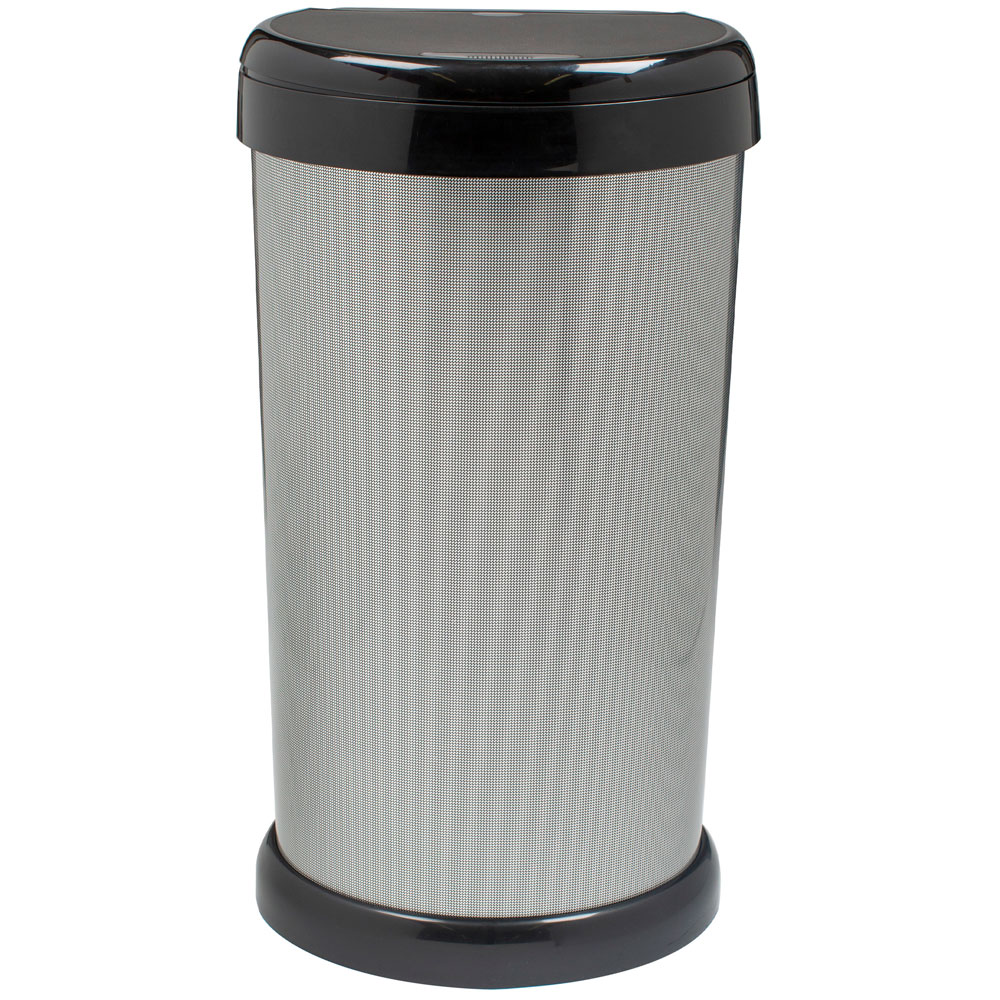 42L Moda Touch Top Bin Silver & Black Carbon Metal Effect Bins UK